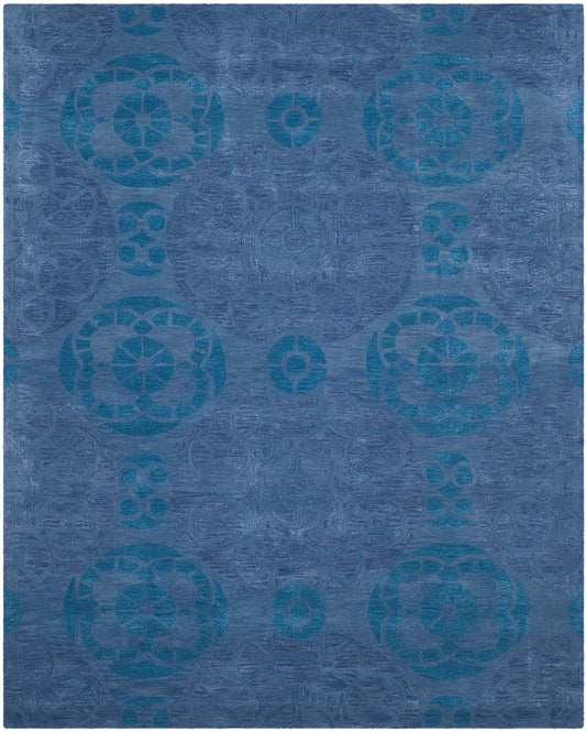 Safavieh Wyndham Hutton 8 x 10 (ft) Tufted Wool Blue Rectangular Indoor Abstract Bohemian/Eclectic Area rug