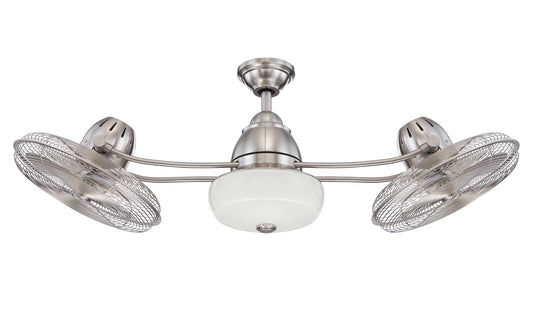 Craftmade Bellows II 48-Inches Brushed Nickel with Brushed nickel Blades Indoor Downrod or flush mount Standard Ceiling Fan With Light and Remote ( 6 -Blade) 1518578