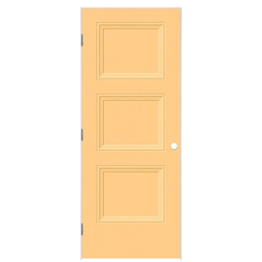 Masonite 32-in x 80-in Marigold Hollow core 3-panel square Right hand Smooth Prefinished Molded composite Flat Jamb Single Prehung Interior Door