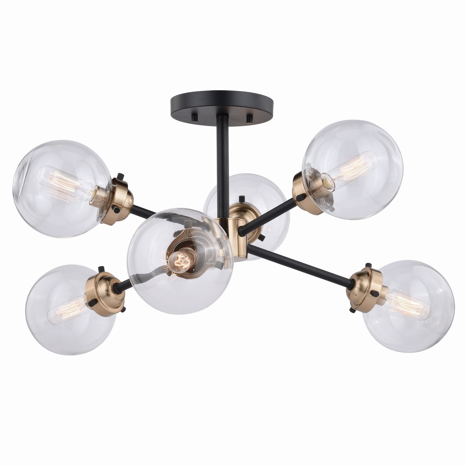 Cascadia Orbit 6 -Light 25-in Oil rubbed Bronze Semi Flush Mount Light
