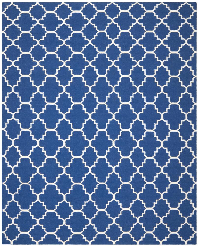Safavieh Dhurries Zarat 9 x 12 (ft) Wool Dark Blue Rectangular Indoor Trellis Coastal Area rug
