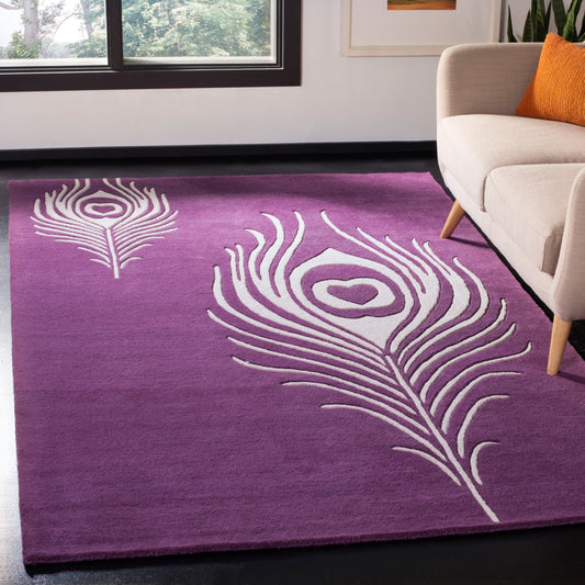 Safavieh Soho Pinion 8 x 11 (ft) Tufted Wool Purple/Ivory Rectangular Indoor Abstract Area rug