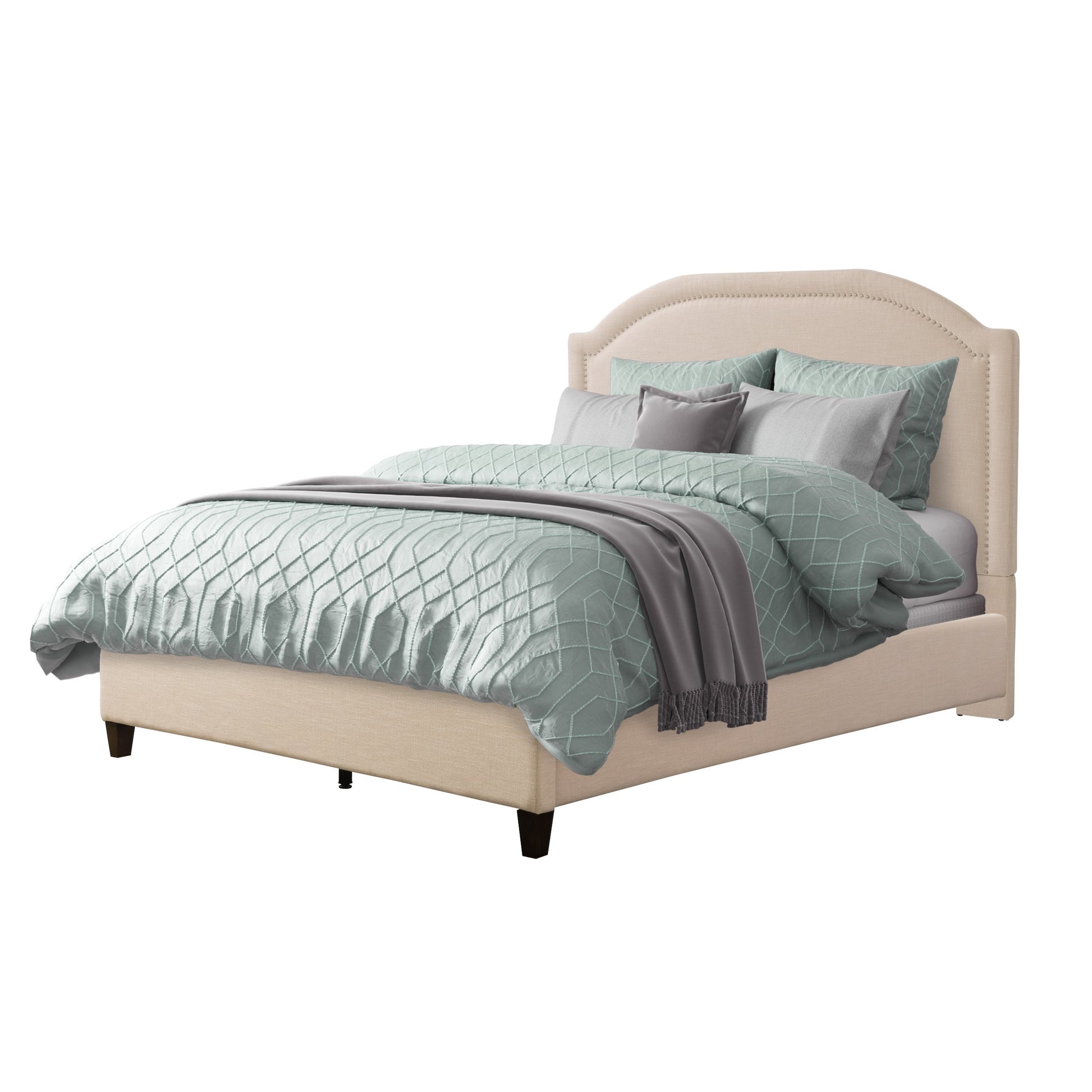 CorLiving Florence Cream King Wood Upholstered Bed