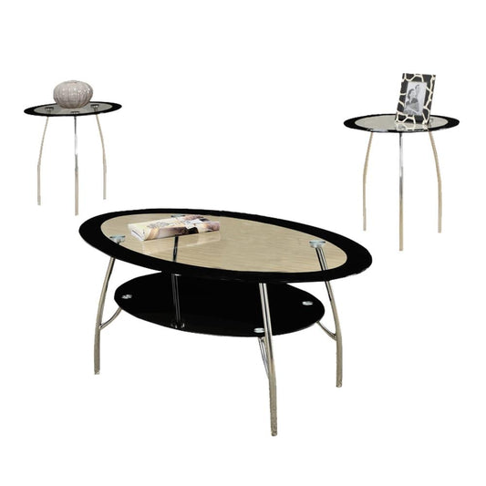 Benzara 3-Piece Modern Glass Accent Table Set