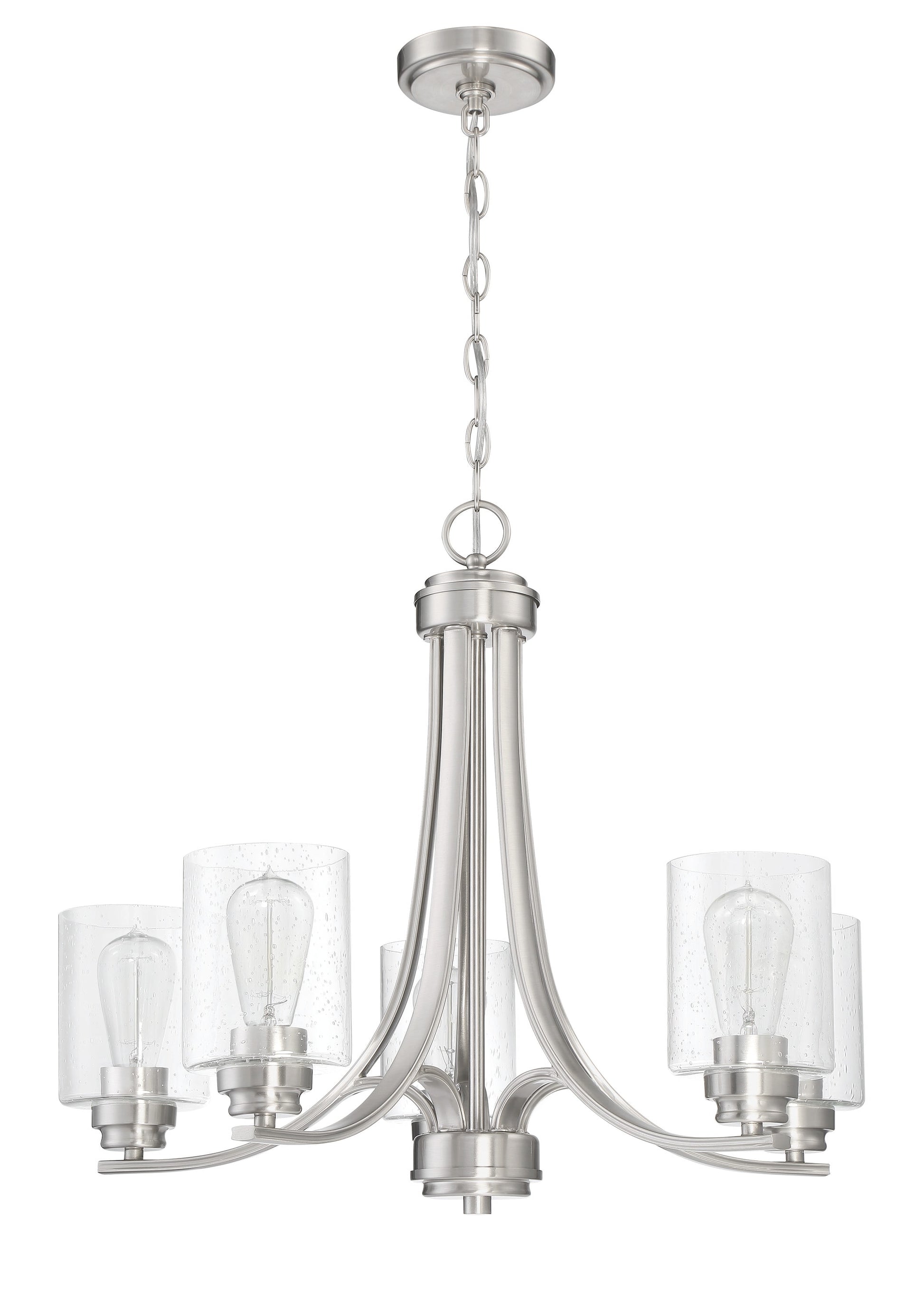 Craftmade Bolden 5 -Light Brushed Nickel Transitional For Use in Bedrooms, Dining Rooms, Foyers, Kitchens, Living Rooms Chandelier 2180062
