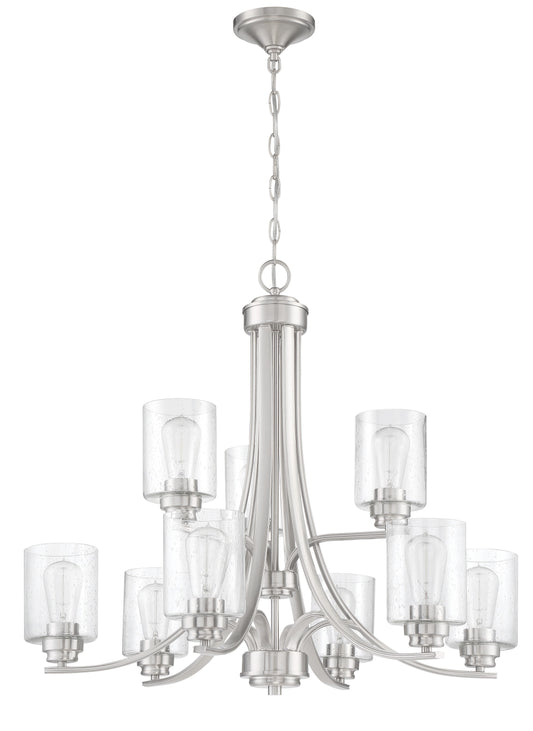 Craftmade Bolden 9 -Light Brushed Nickel Transitional For Use in Bedrooms, Dining Rooms, Foyers, Kitchens, Living Rooms Chandelier 2180001