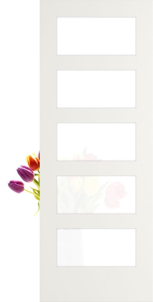 RELIABILT Shaker 24-in x 80-in White 5-panel equal Frosted glass Smooth Solid core Prefinished Pine Wood Slab Door