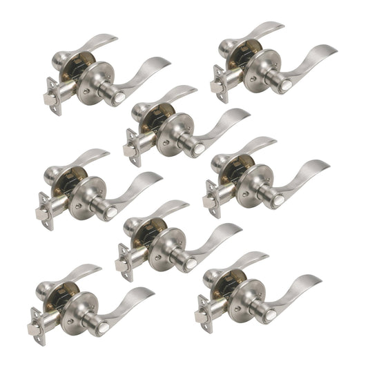 Design House Springdale Satin Nickel Universal Interior Bed/Bath Privacy Door Handle (8-Pack) 190876