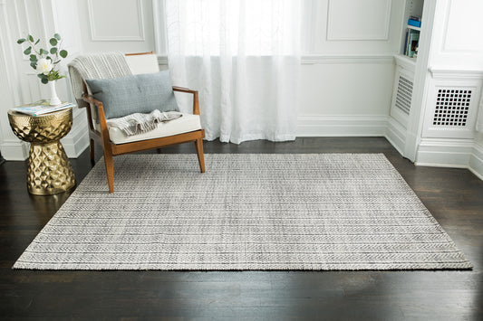 Anji Mountain 8 x 10 (ft) Loomed Gray, Ivory Rectangular Indoor Geometric Farmhouse/Cottage Area rug