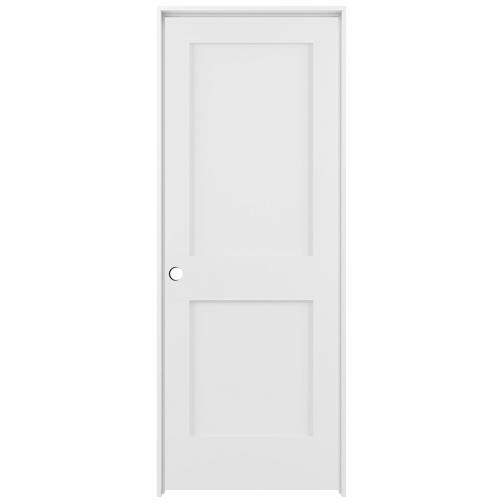 RELIABILT 28-in x 80-in Modern White Solid core 2-panel square Right hand Smooth Prefinished Pine Wood Flat Jamb Single Prehung Interior Door