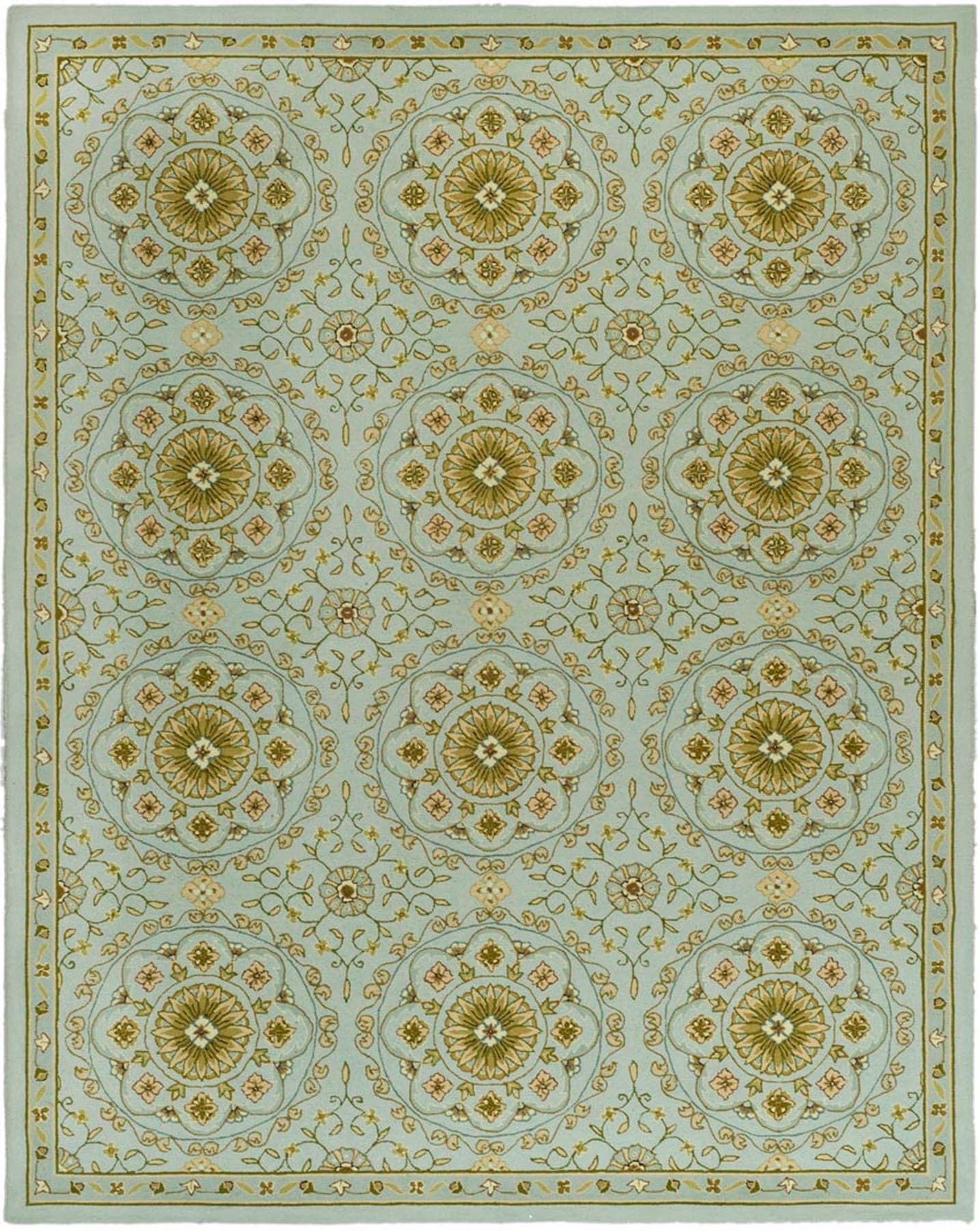 Safavieh Chelsea Amaya 9 x 12 (ft) Hooked Wool Teal/Green Rectangular Indoor Floral/Botanical Area rug