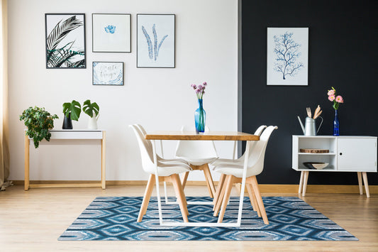 Joy Carpets First Take 8 x 11 (ft) Tufted Peacock Rectangular Indoor Geometric Bohemian/Eclectic Area rug