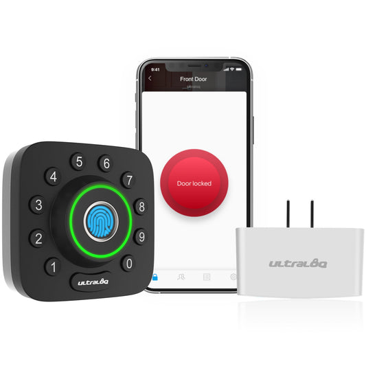 Ultraloq U-Bolt Pro Black with Silver Smart Lock Electronic Deadbolt with Wifi Bluetooth Fingerprint Keypad U-BOLT-PRO-B-UB01