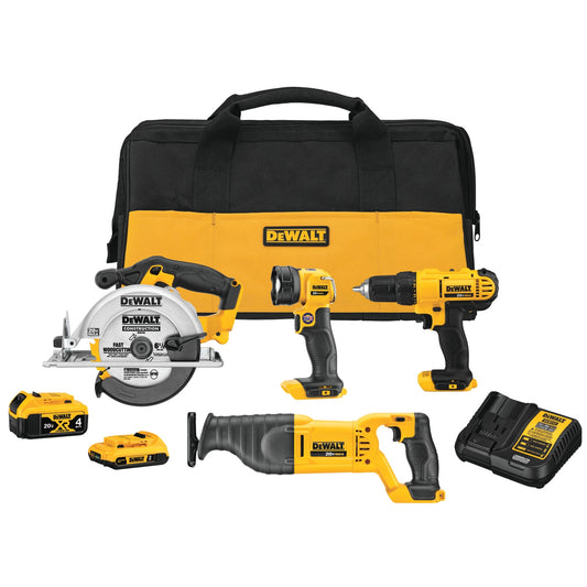 DEWALT 4-Tool 20-Volt Max Power Tool Combo Kit with Soft Case (2-Batteries and charger Included)