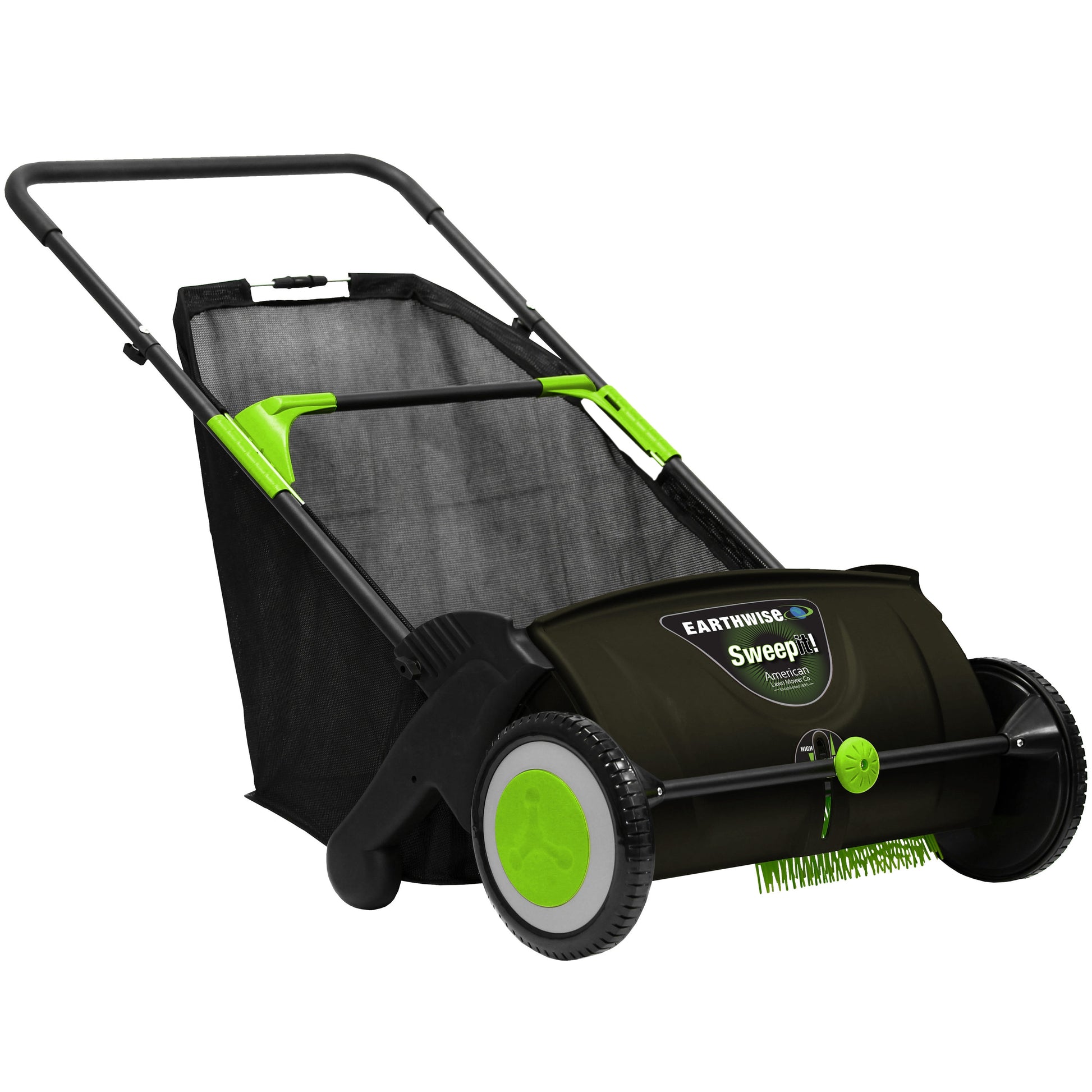Earthwise 21-Inch Push Lawn Sweeper - Spinning Rake-Like Action - Lightweight & Sturdy - Generous 21-Inch Brush Width - Easy Clean-Up LSW70021