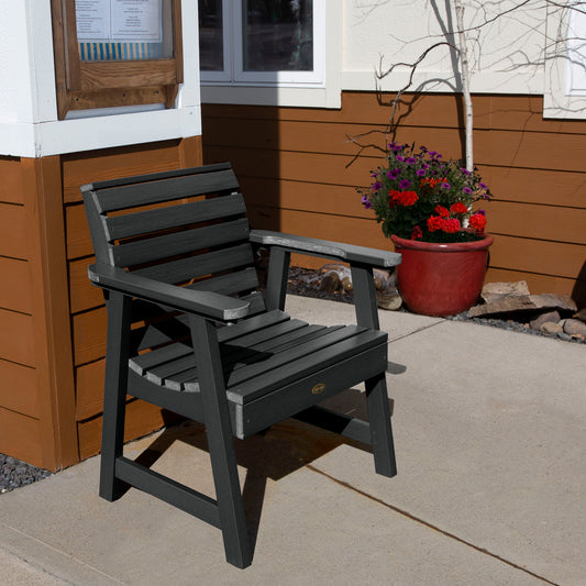 highwood Sequoia Professional Black Poly-lumber Frame Stationary Conversation Chair with Slat Seat