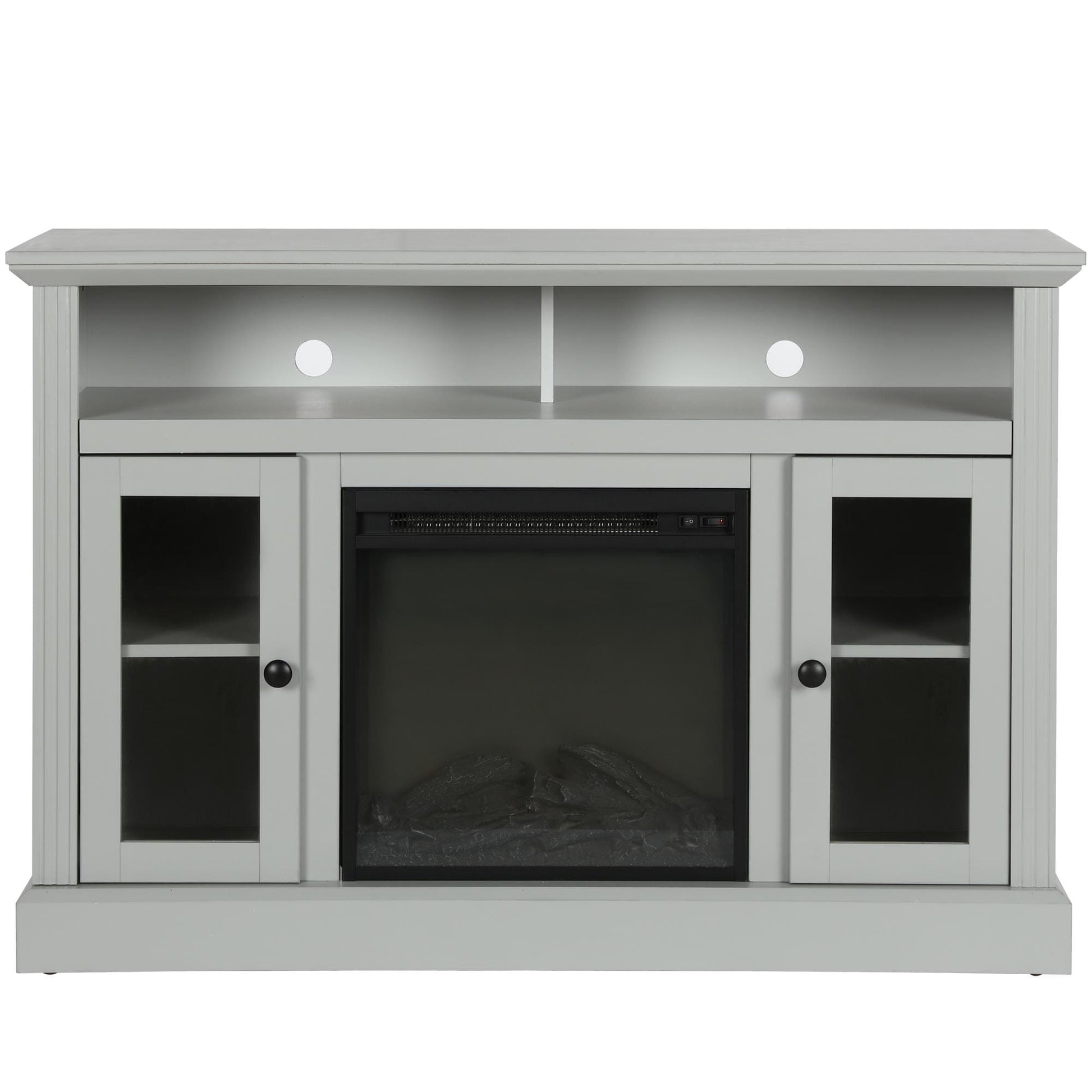 Ameriwood Home 47.24-in W Dove Gray TV Stand with Fan-forced Flat wall Electric Fireplace