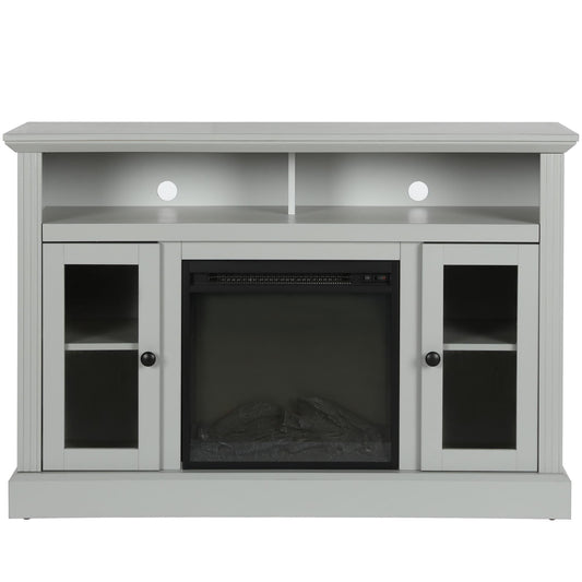 Ameriwood Home 47.24-in W Dove Gray TV Stand with Fan-forced Flat wall Electric Fireplace