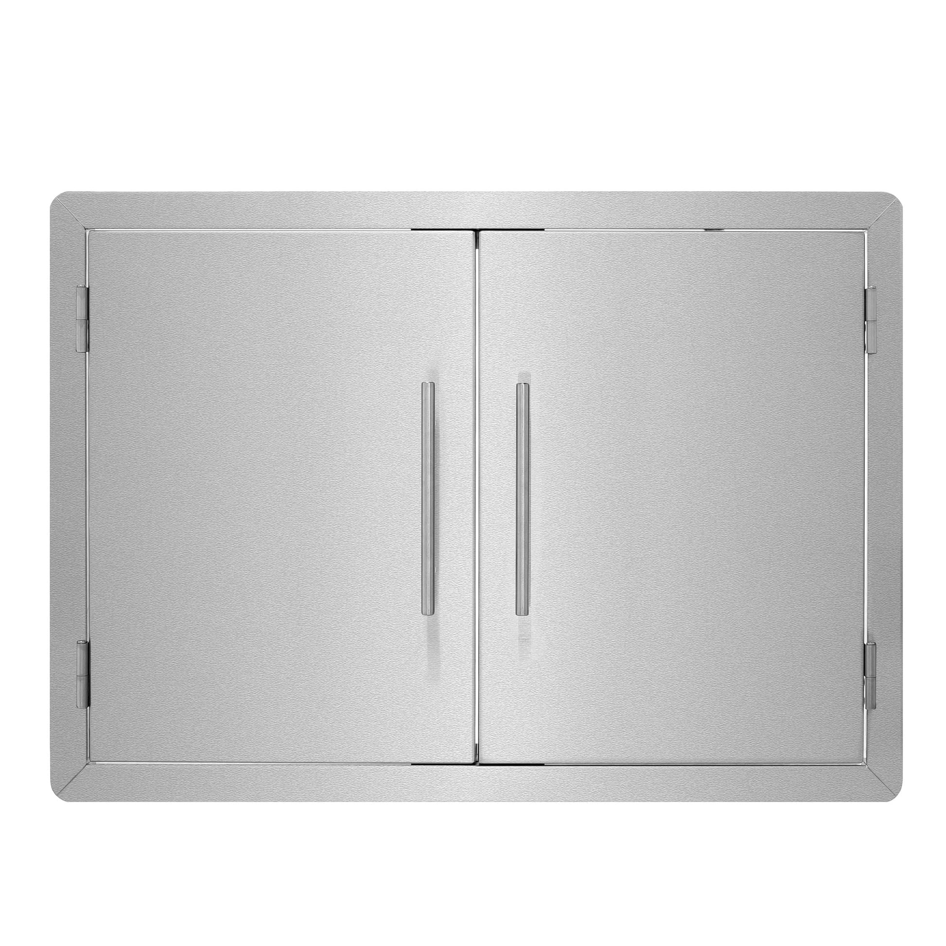 AdirHome Double Face Grill Double Access Door Panel w Towel Holder Built-In Grill Cabinet Double Doors 303-30-DF