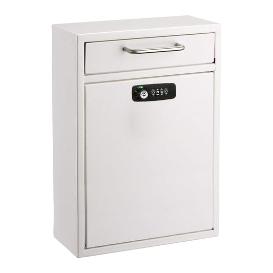 AdirOffice Wall Mount White Metal Standard Lockable Mailbox 631-04-WHI-KC