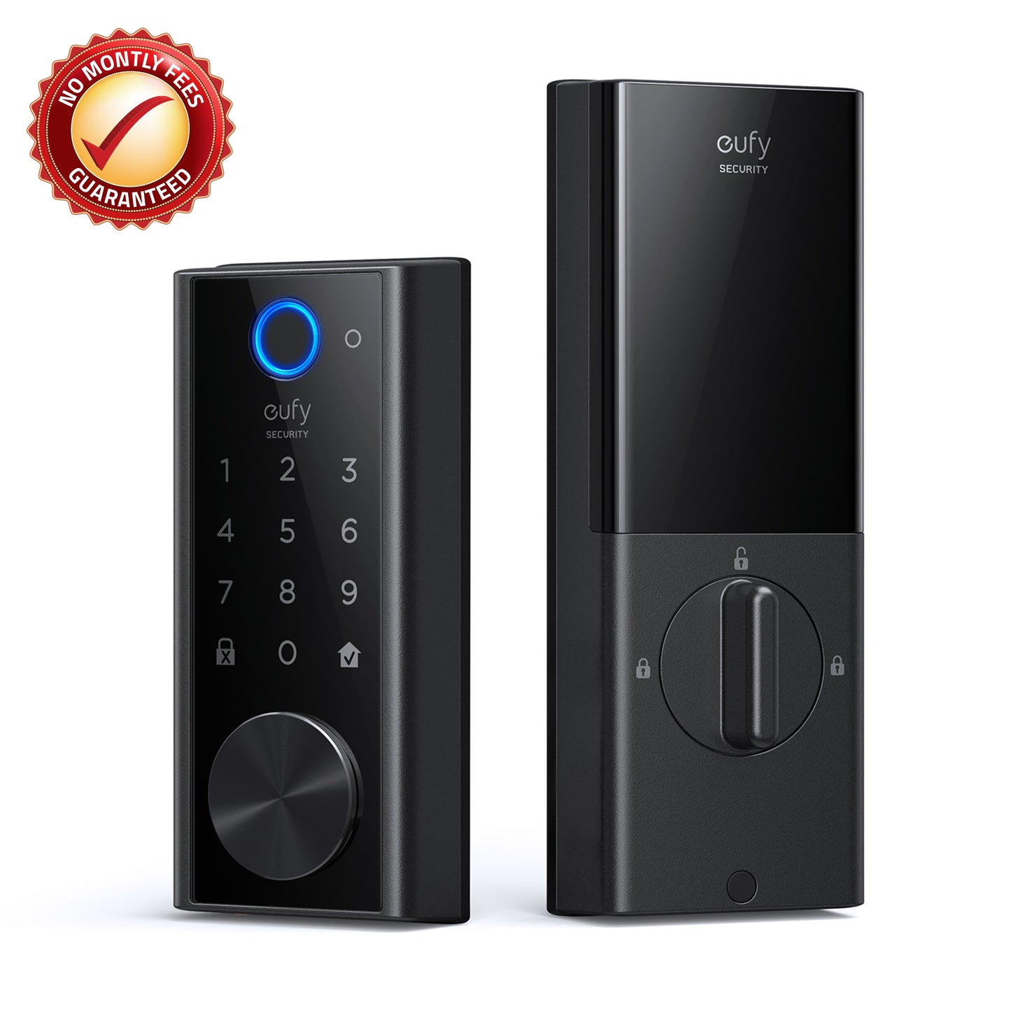 eufy Security Fingerprint Smart Lock Black Smart Lock Electronic Deadbolt with Wifi Bluetooth Fingerprint Touchscreen Keypad T8520J11