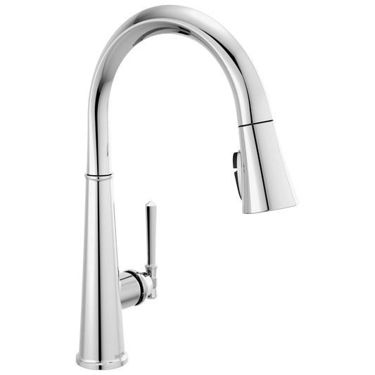 Delta Emmeline Lumicoat Chrome Single Handle Deck-mount Pull-down Kitchen Faucet with Sprayer ( Deck Plate Included )