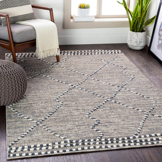 Surya Ariana 5 x 7 (ft) Flatweave Charcoal Rectangular Indoor/Outdoor Medallion Global Pet Friendly Area rug