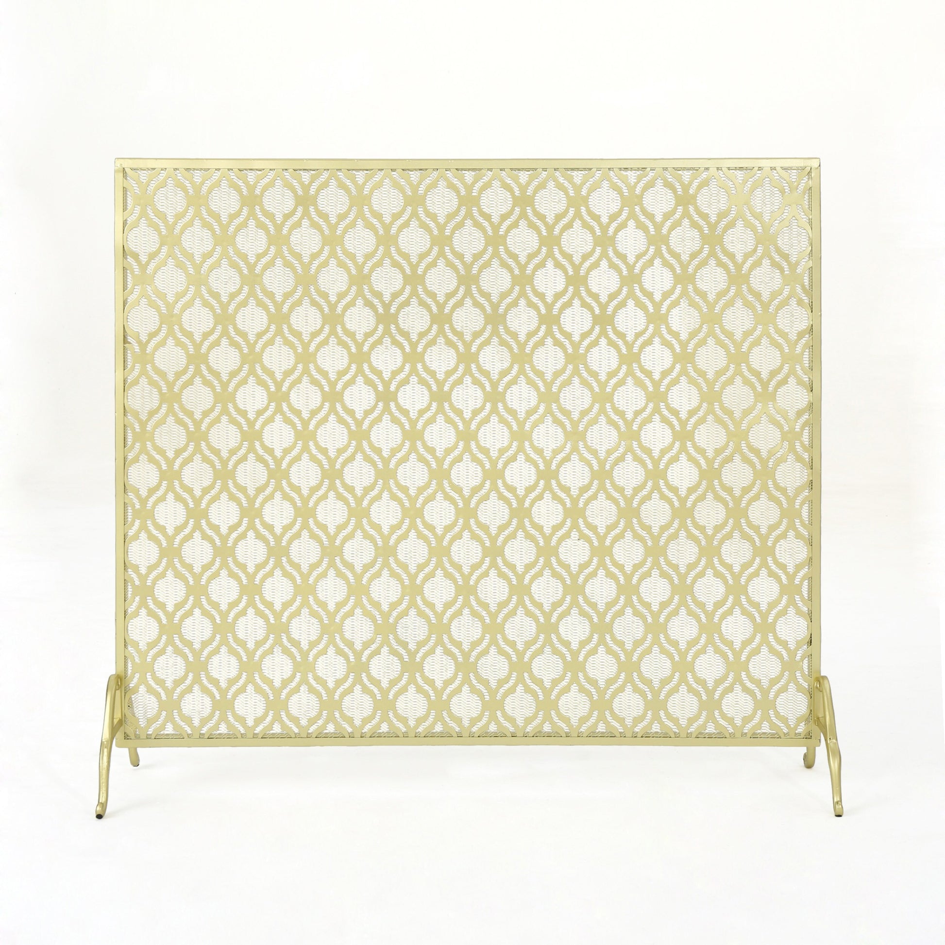 Best Selling Home Decor 39.5-in Gold Iron 1-Panel Flat Fireplace Screen 302808