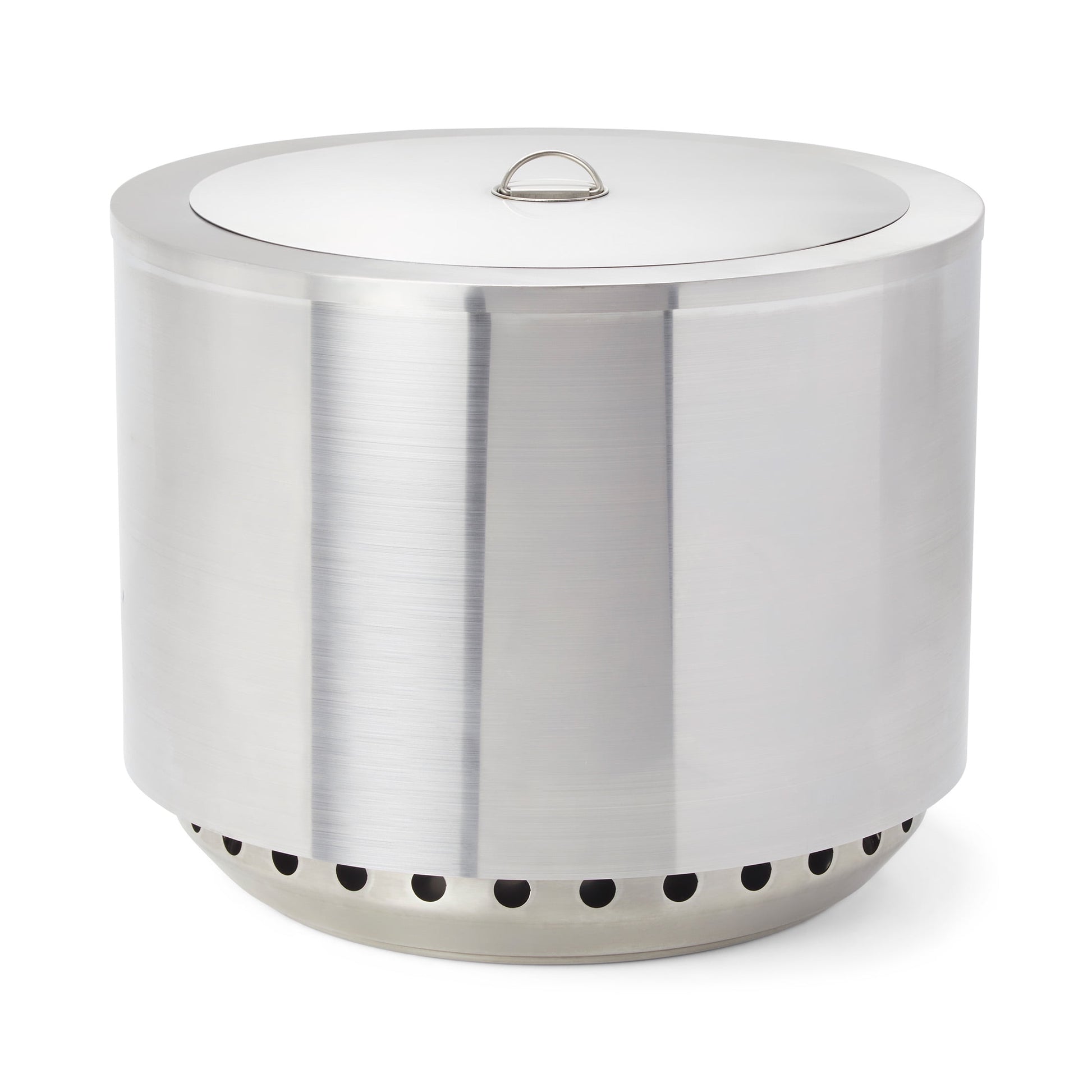 Mainstays Smokeless 19.5" Round Stainless-Steel Fire Pit with Lid, Poker, Ash Pan & Cover