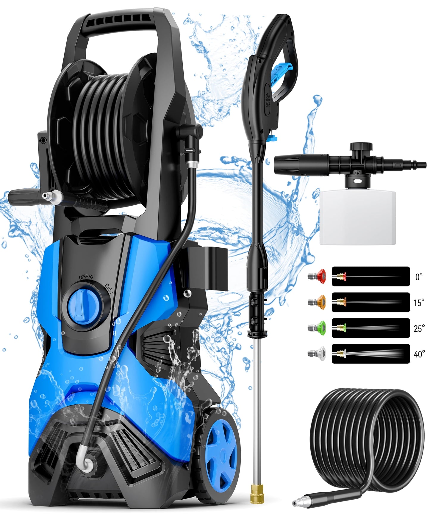 Vebreda 4500PSI Electric Pressure Washer, Powerful High-Pressure Cleaner with 4 Nozzles, Foam Cannon for Cars, Driveways, Patios & More
