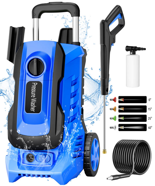 Vebreda 3800 PSI Electric Pressure Washer, 2.6 GPM Power Cleaner with 5 Nozzles, TSS Safety System, Portable Design for Cars, Driveways & Home Surfaces
