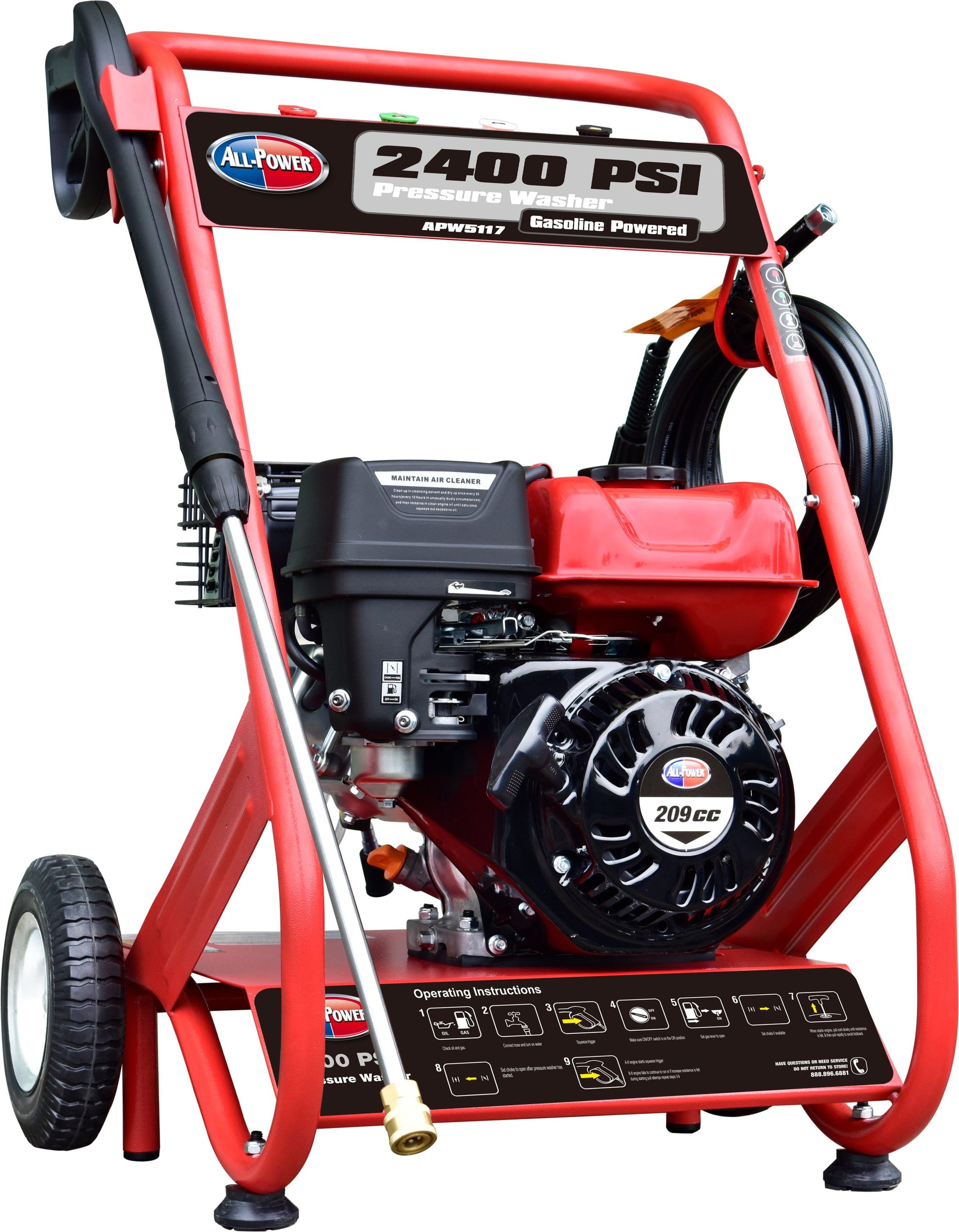 All Power APW5117 2400 PSI Cold Water Gas Pressure Washer with 5 Spray Tips APW5117