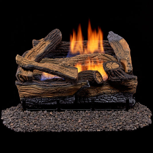Duluth Forge 18-in 30000-BTU Dual Fuel Dual-Burner Vent-free Gas Fireplace Logs with Thermostat and Remote DLS-18R-1