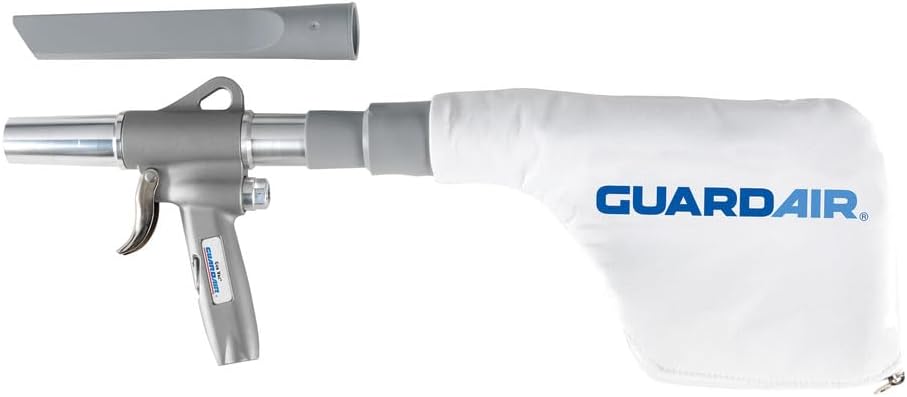 Guardair Gun Vac 1500 Pneumatic Gun Vacuum Cleaner Suction Kit with 9-Inch Crevice Tool and High Filtration Collection Bag