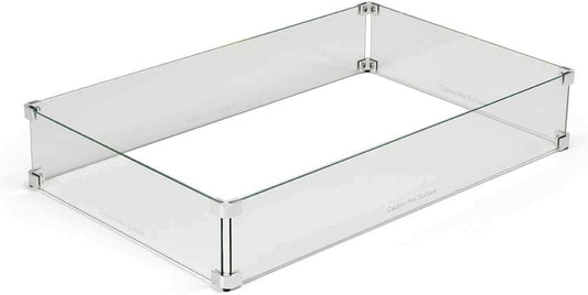 HPC Fire Rectangle Fire Pit Glass Wind Guard (WG37X19-RECT), 37x19-Inch