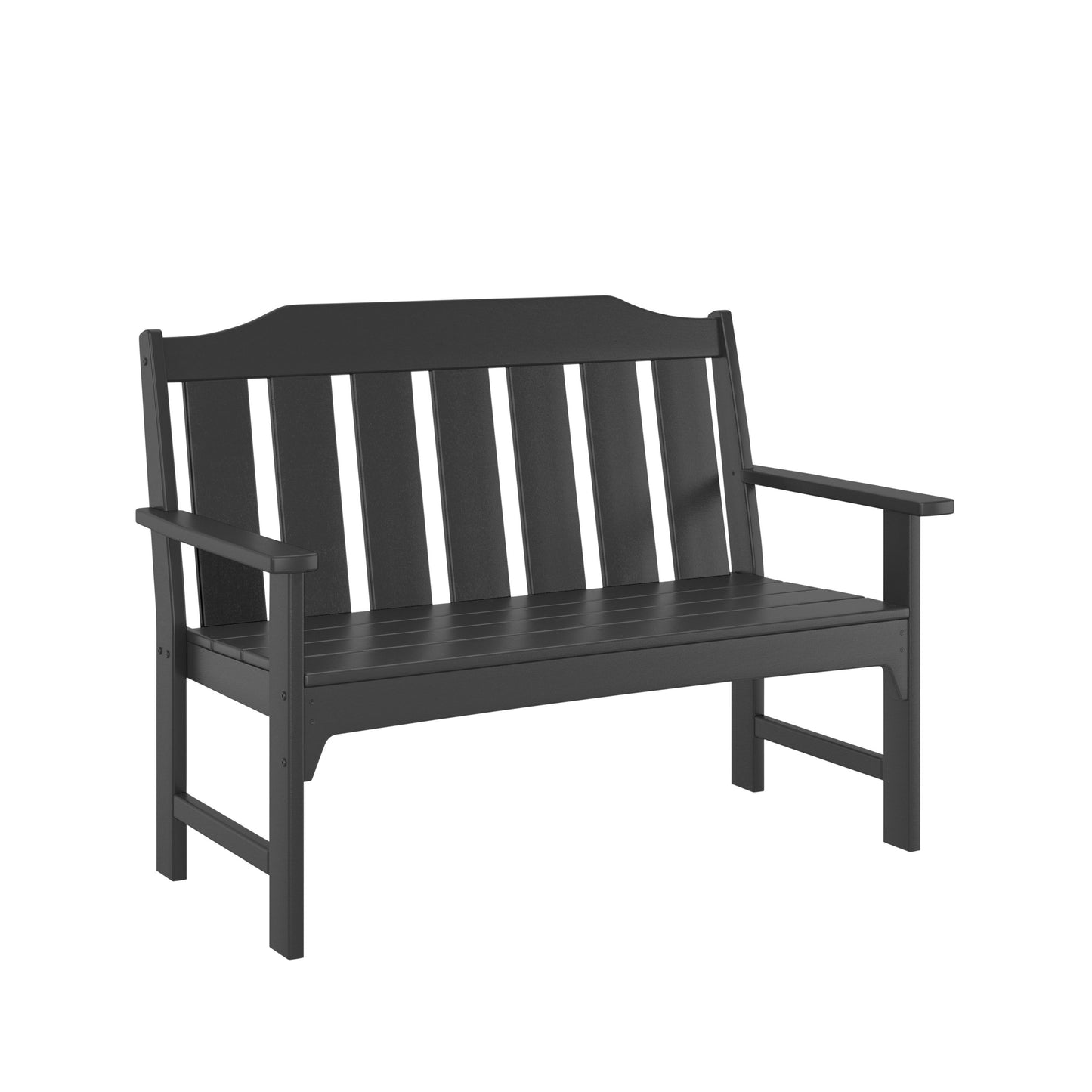 allen + roth by POLYWOOD Oakport 48.37-in W x 35.51-in H Black HDPE Garden Bench