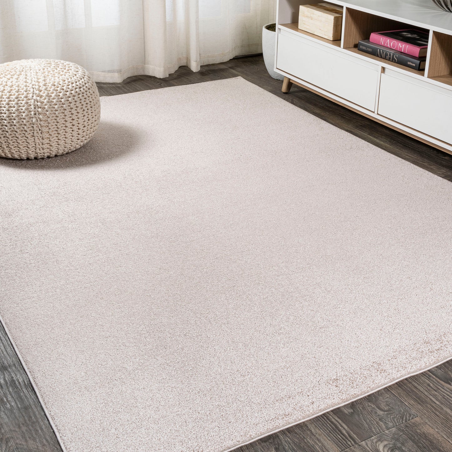 JONATHAN  Y SUPERSOFT Haze 12 x 15 (ft) Loomed Beige Rectangular Indoor Solid Coastal Pet Friendly Area rug