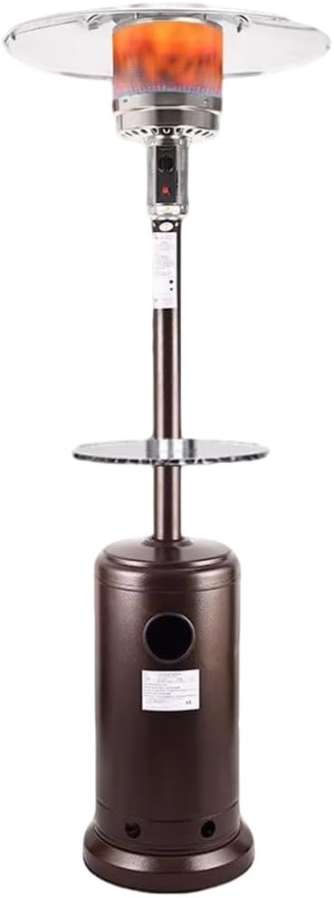Outdoor LPG Heater,45000 BTU Standing Gas Heater w/Shelf Tabletop & Wheels,Tip-Over Protection Auto Shut Off,Portable Patio for Home Commercial Use