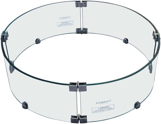 Elementi Outdoor Manchester Fire Pit Bowl Round Tempered Glass Wind Screen Firepit Spark Screen 25 x 25 Heavy Duty Firepit Accessories