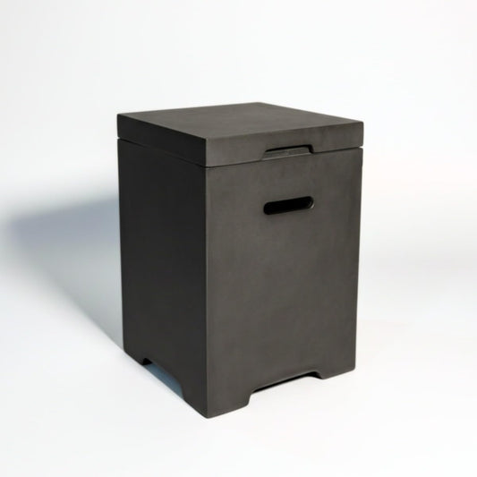 Propane tank holder, Propane Tank Cover 16 Inch, 20 LB Outdoor Tank Storage Hideaway Table for Gas Fire Pits, Concrete Tank Holder, Side Table (Dark Grey)