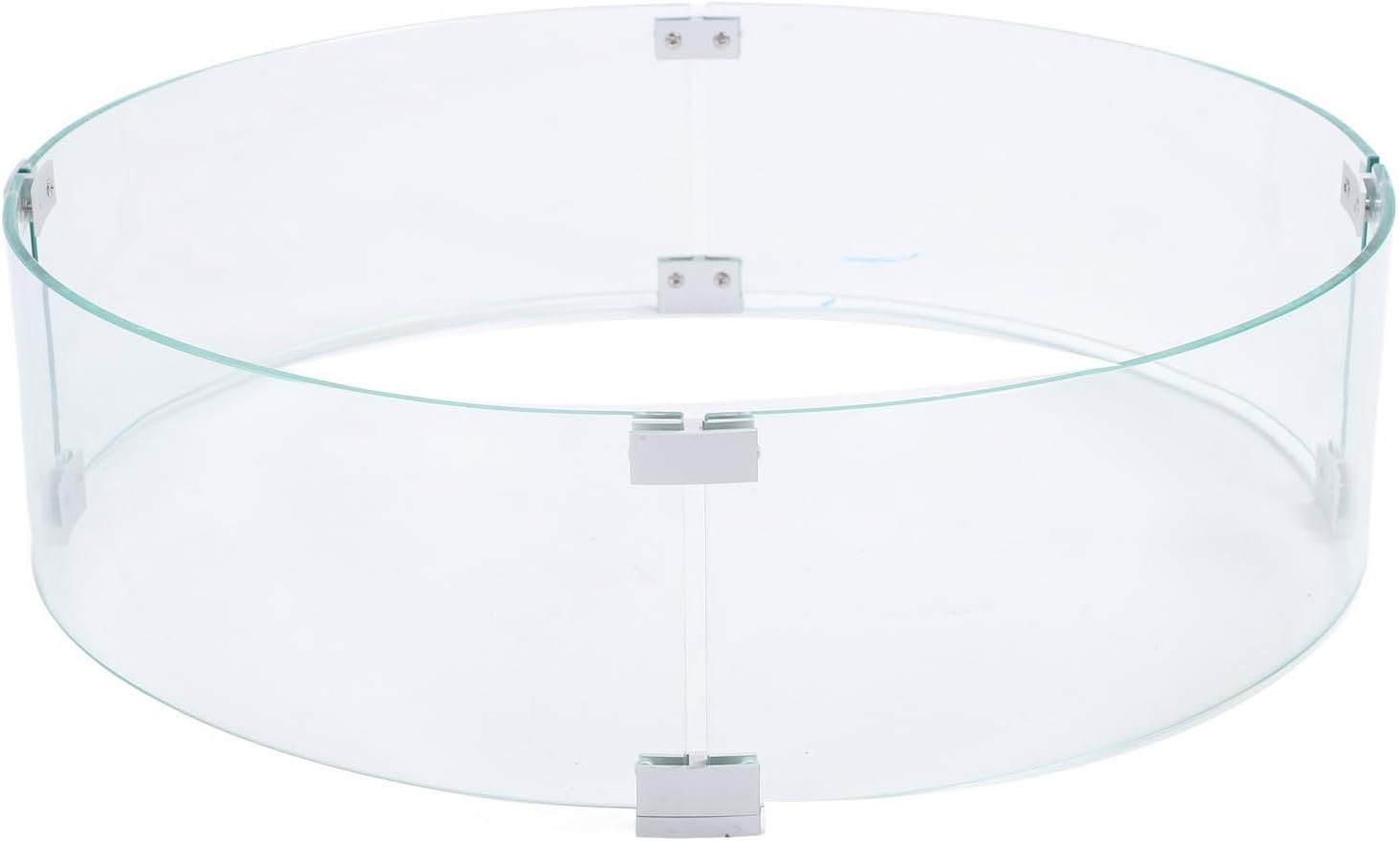 Vikye Round Glass Fire Pit Wind Guard with Polishing Edges, Tempered Glass Mystical/Fantasy, 650mm Diameter, Modern Design for Garden Gathering