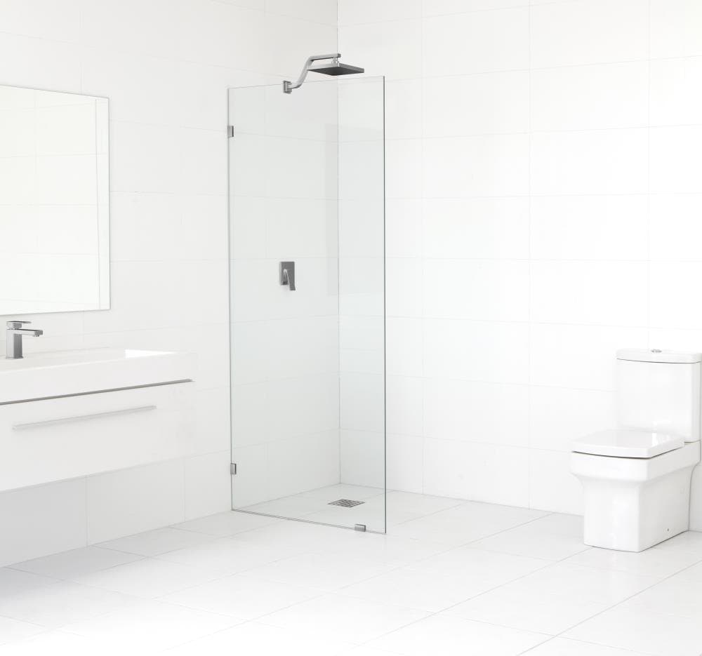 Glass Warehouse Brushed Nickel 31-1/2-in W x 78-in H Frameless Clear Glass Fixed Shower door
