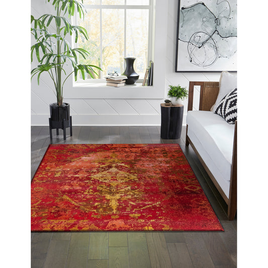 Liora Manne Marina 9 x 12 (ft) Saffron Rectangular Indoor/Outdoor Medallion Vintage Area rug