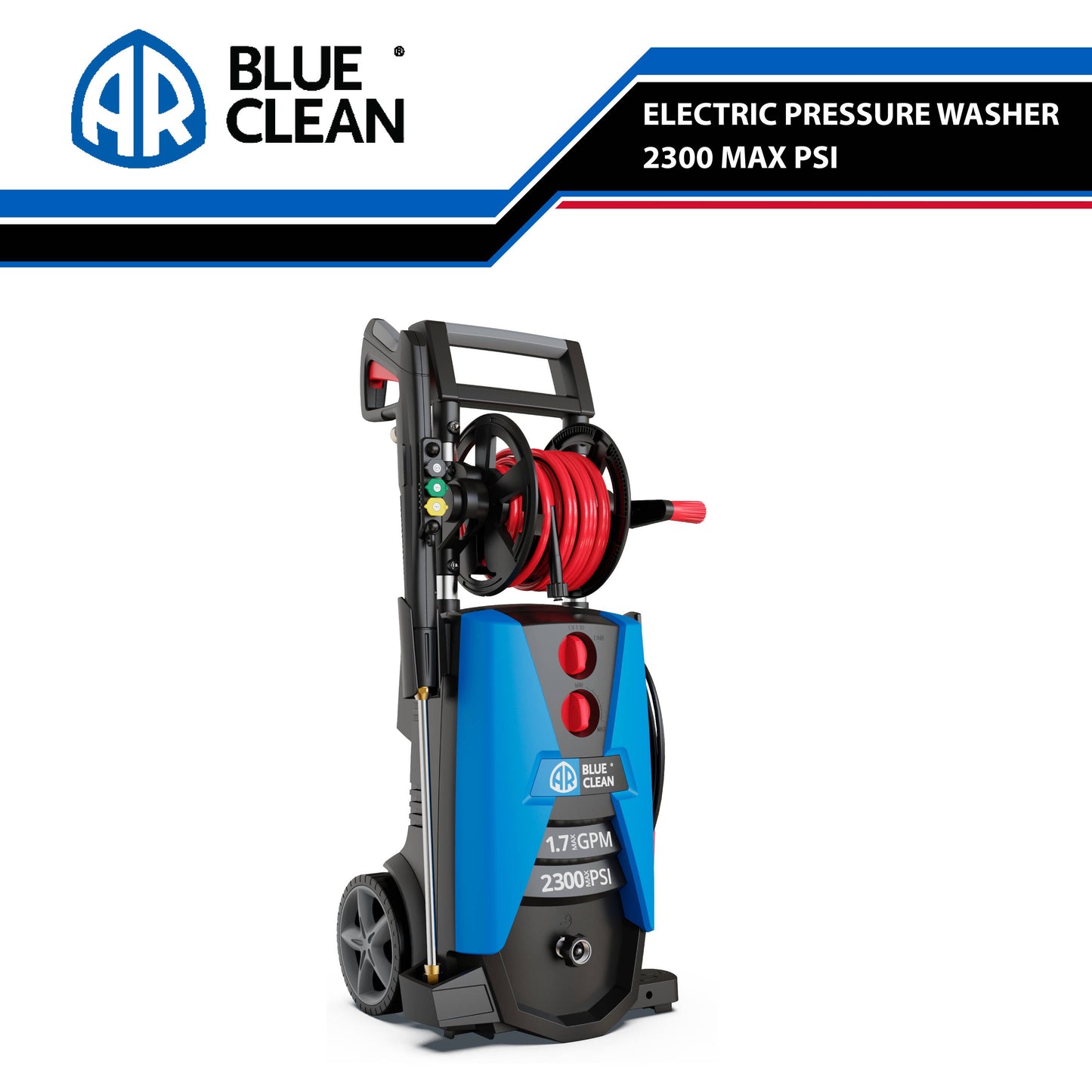 AR Blue Clean Bc390HSS 2300 PSI 1.7-GPM Cold Water Electric Pressure Washer with 4 Spray Tips BC390HSS