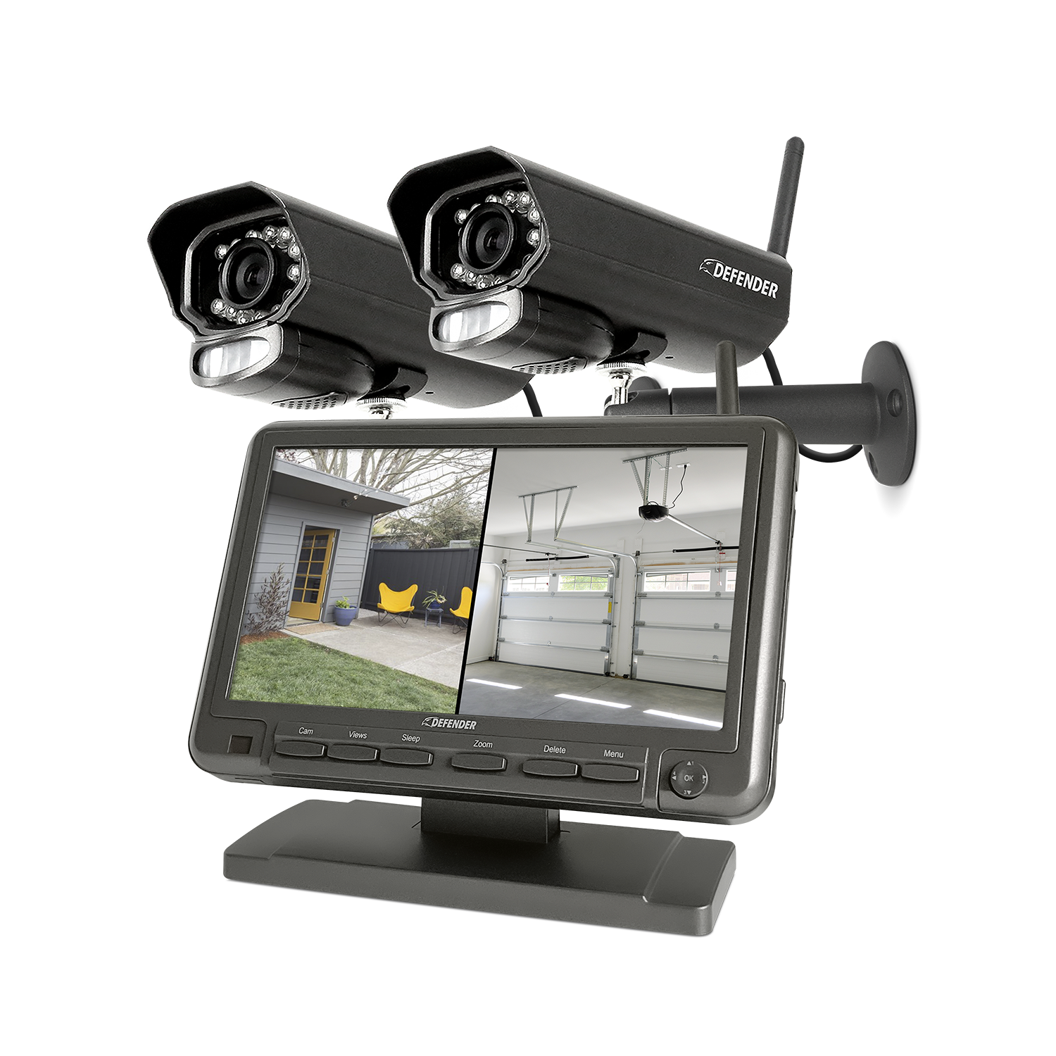 Defender Phoenixm2 7" Monitor Indoor/Outdoor 4-Channel 2-Camera Plug Bullet Sd (Included) Security Camera System PHOENIXM22C