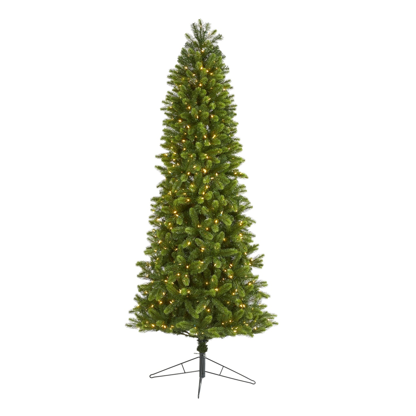 Nearly Natural 8-ft Spruce Pre-lit Slim Artificial Christmas Tree with White LED Lights