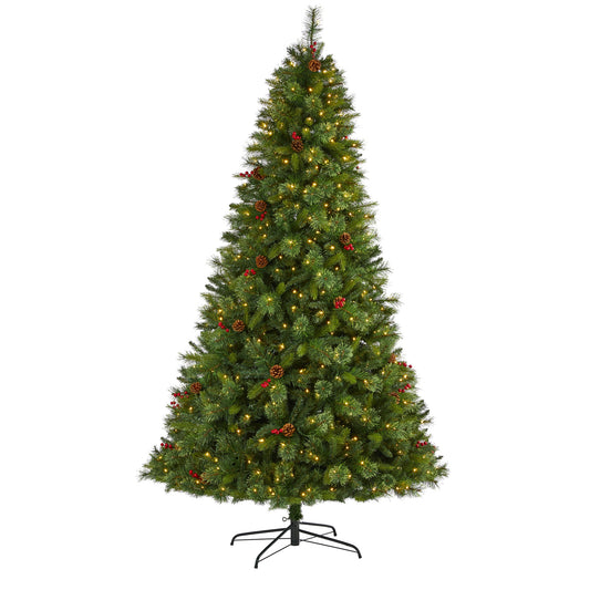 Nearly Natural 8-ft Spruce Pre-lit Artificial Christmas Tree with White LED Lights