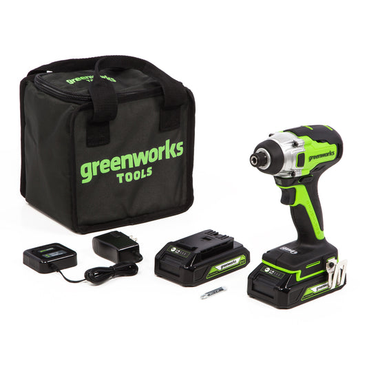 Greenworks 24-volt 1/4-in Brushless Cordless Impact Driver (2-Batteries Included, Charger Included) ID24L1520