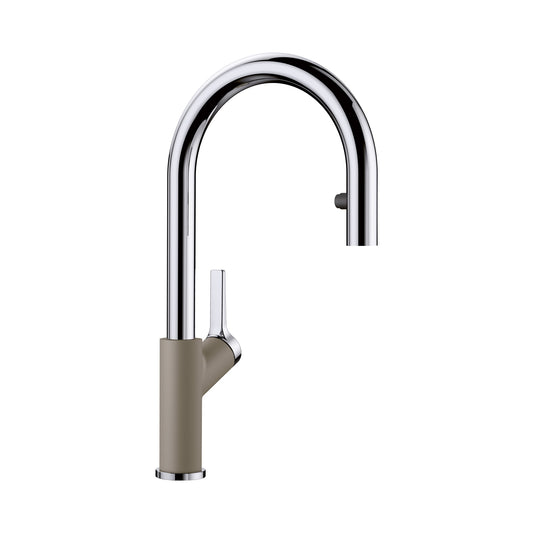 BLANCO Urbena Chrome/Truffle Single Handle Deck-mount Pull-down Kitchen Faucet with Sprayer