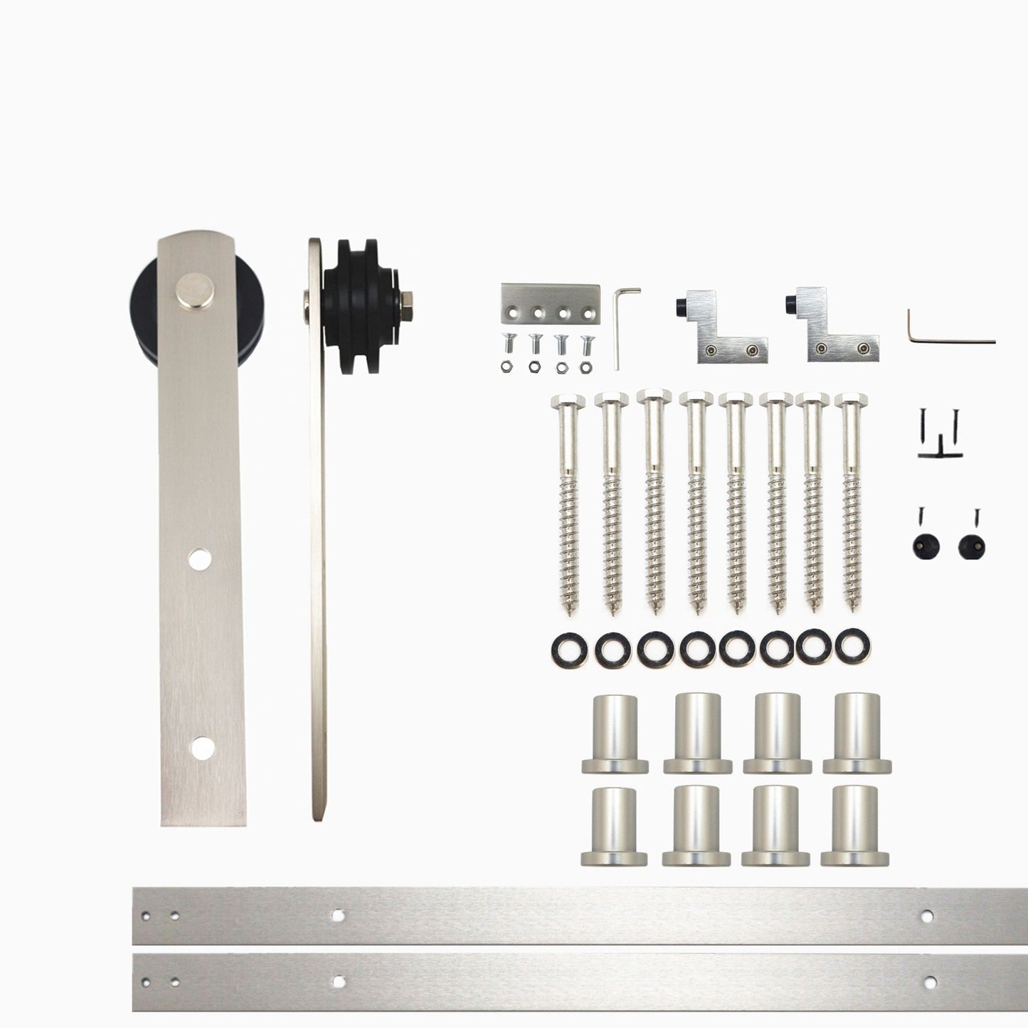 HOMACER 132-in Brushed Nickel Indoor I-strap Single Barn Door Hardware Kit ZT1DNZ132C